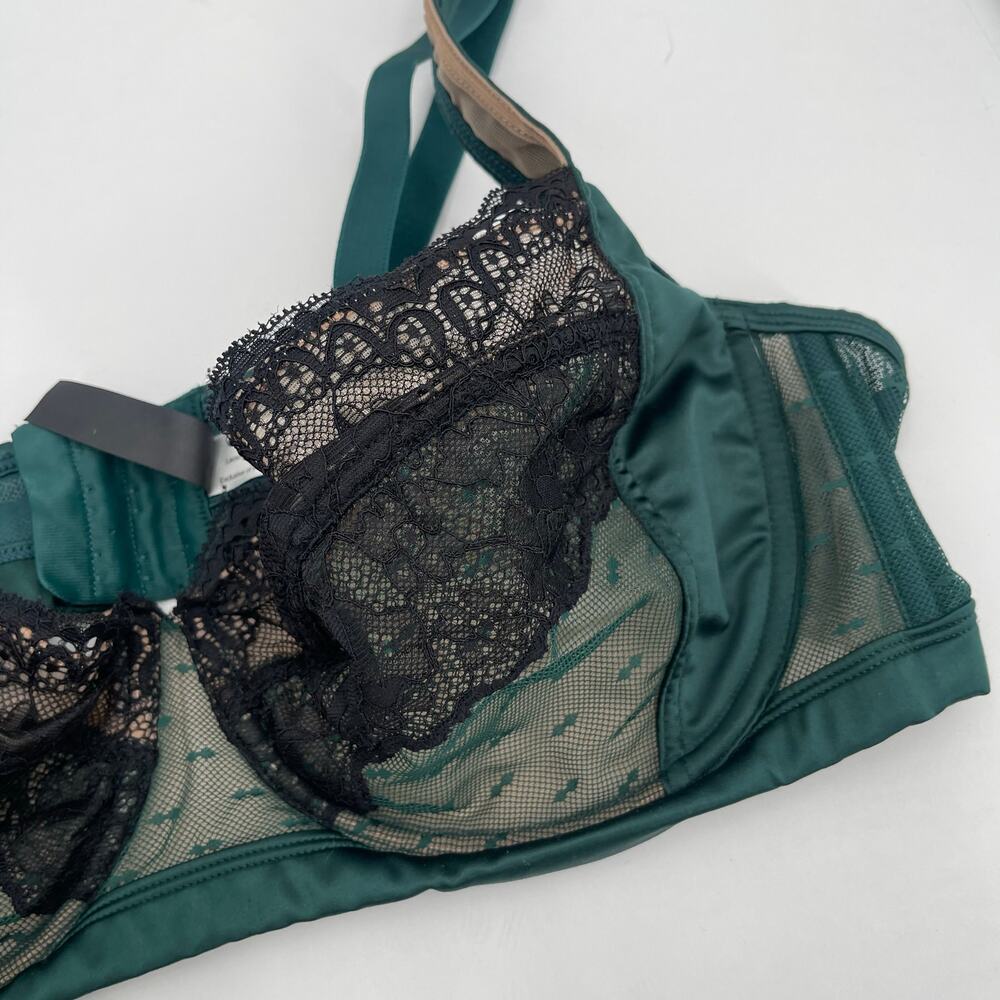 ADORE ME Bra Size 42C Teal Black Mesh Lace Curvy Adjustable Straps Intimates - Picture 12 of 15